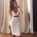 Long Sleeve Cut-Out Bandage Bodycon Clubwear Mini Dress