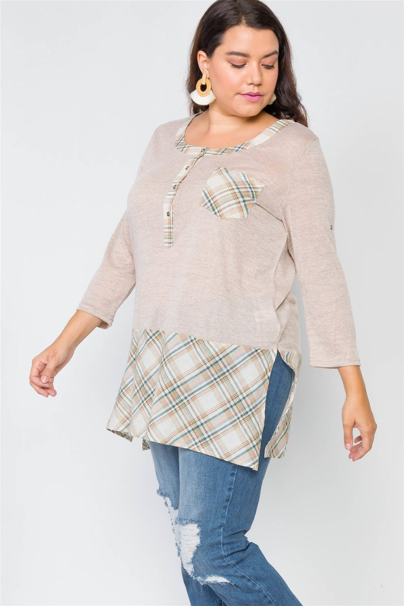 Plus Size Plaid Combo Plus Size Top