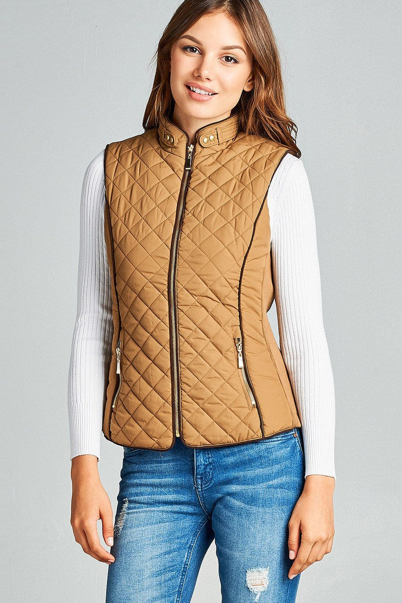 Faux Shearling Lined Quilted Padding Vest