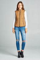 Faux Shearling Lined Quilted Padding Vest