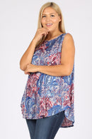 Plus Size Sleeveless Paisley Print Tunic Top