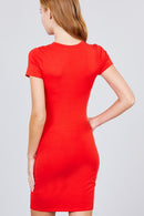 Short Sleeve Round Neck Knit Mini Dress