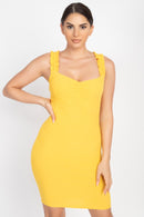 Ruffle Strap Ribbed Mini Dress