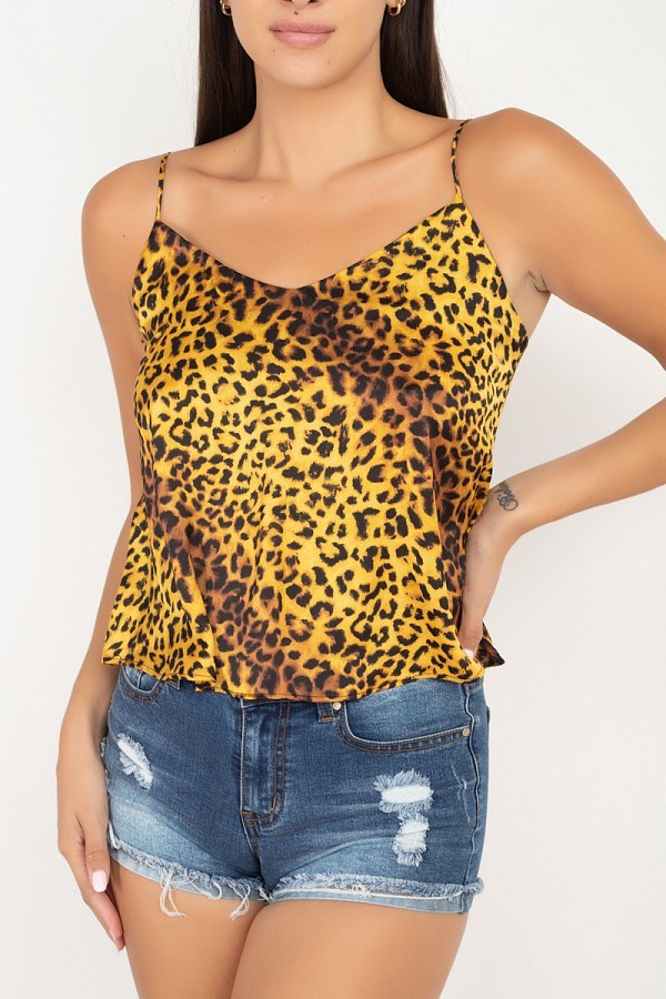 Leopard Print Cami Cropped Top