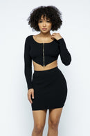 2 Way Zipper Mini Skirt Set