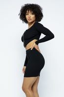 2 Way Zipper Mini Skirt Set