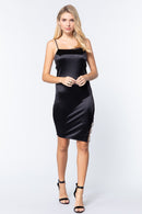 Jewel Strap Satin Cami Mini Dress