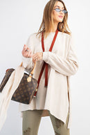 Terry Knit Upside Down Detailing Side Slits Pullover Tunic