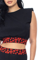 Shoulder Pad And Leopard Detailed Biker Shorts