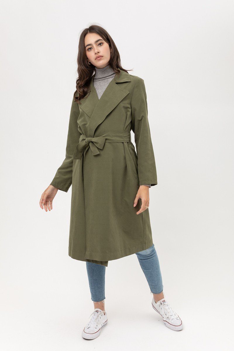 Trench Coat With Waist String Detail