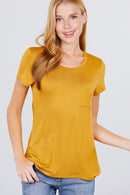 Short Sleeve Scoop Neck Top With Pocket