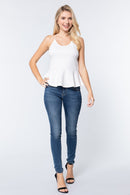 V-neck Cami Peplum Knit Top