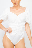 Front-ruched Lace Bodysuit (woven)