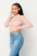 Sexy Mesh Mock Neck Top