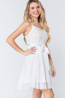 Lace Stiff Meshed Cami Mini Dress