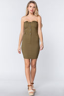 Strapless Button Down Mini Dress