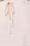 Short Shirring Slv Pleated Woven Top