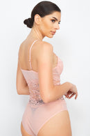 Sheer Lace Floral Padded Bodysuit