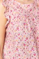 Ruffle Sleeveless Print Woven Top