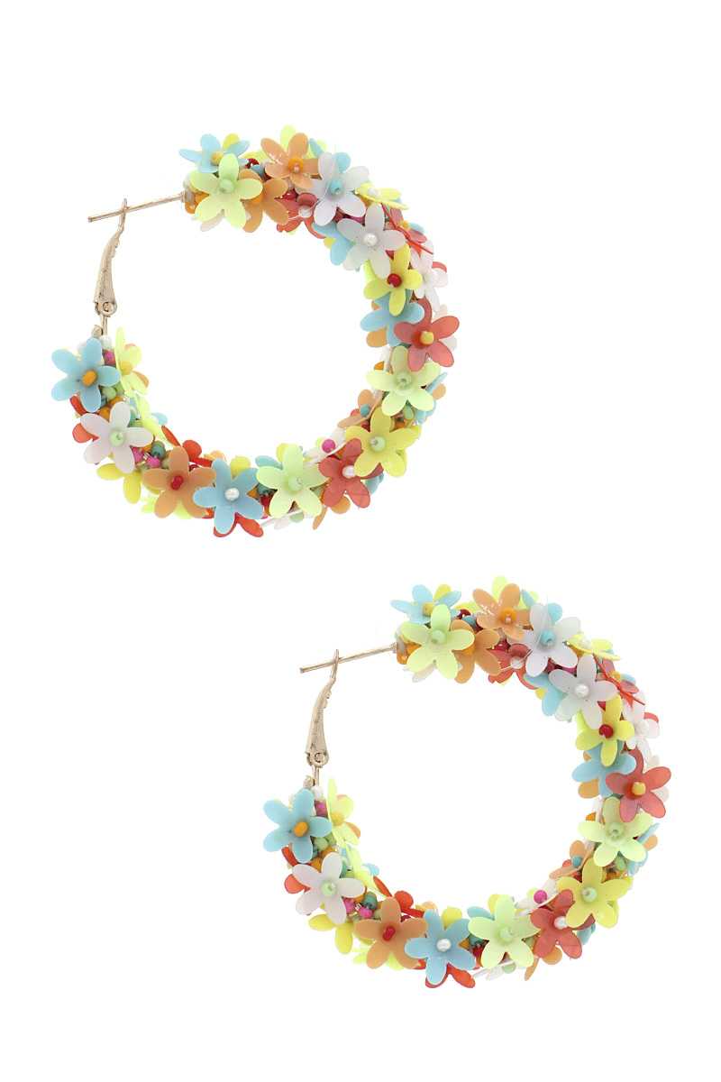 Flower Sequin Hoop Earring