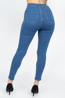 High Waist Zippered Denim