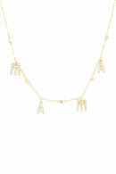 Mama Rhinestone Dangle Necklace