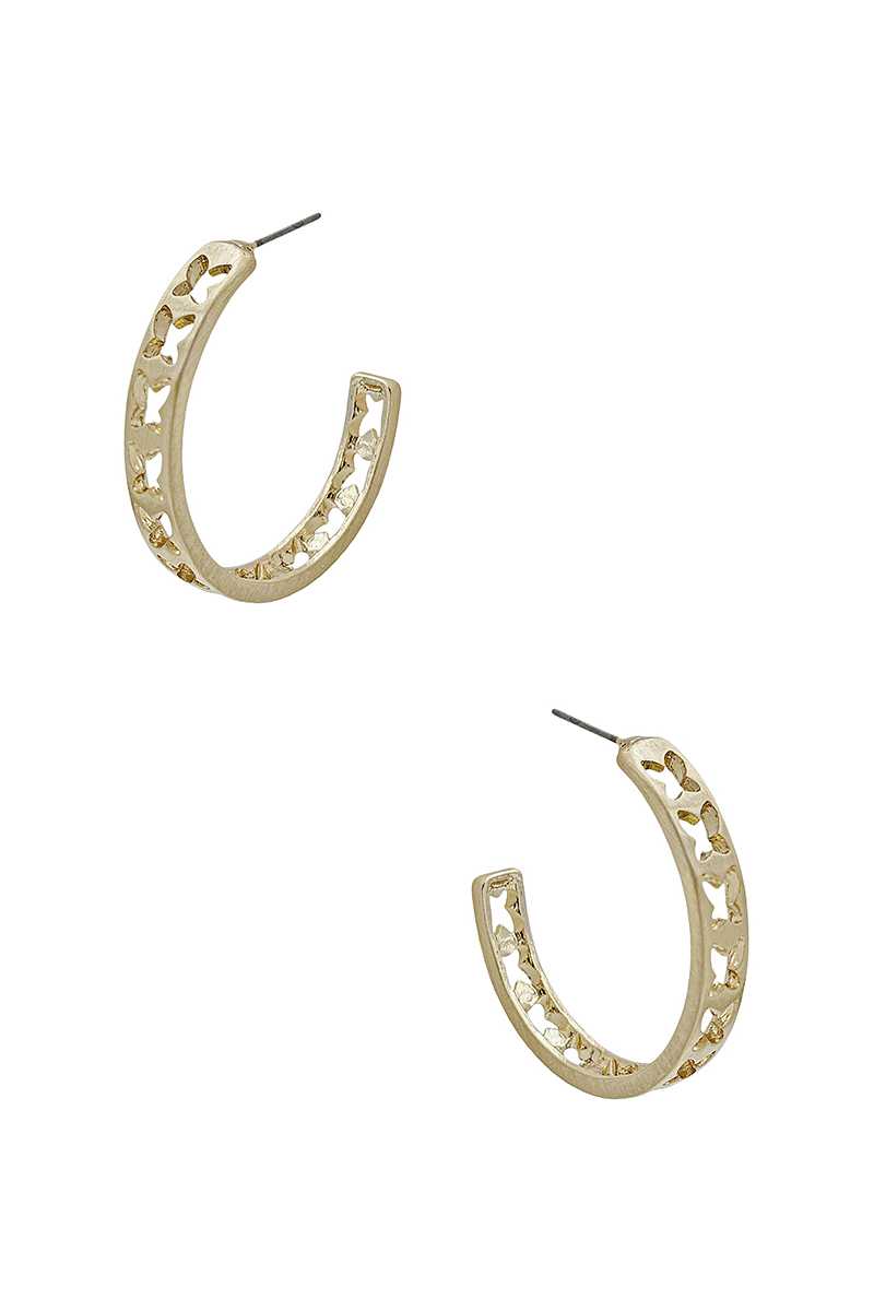 Metal Butterfly Perforated Hoop Earring