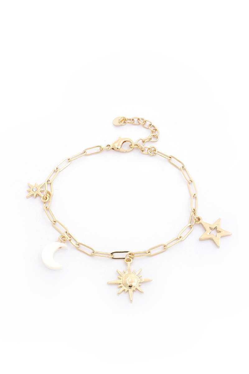 Sun Star Charm Oval Link Bracelet