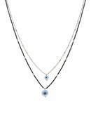 Seed Bead Evil Eye Pendant Layered Necklace