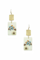 Clay Flower Rectangle Dangle Earring