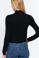 Long Slv Mock Neck Keyhole Sweater