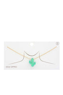 Iridescent Cactus Charm Gold Dipped Necklace