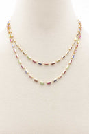 Sodajo Rhinestone Square Layered Necklace