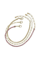 Metal Chain Rhinestone Bracelet 3 Pc Set