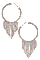 Rhinestone Edge Dangle Hoop Earring