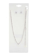 Dainty Rhinestone Bracelet Necklace Set