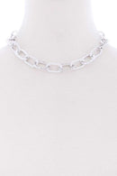 Flat Metal Chain Short Necklace