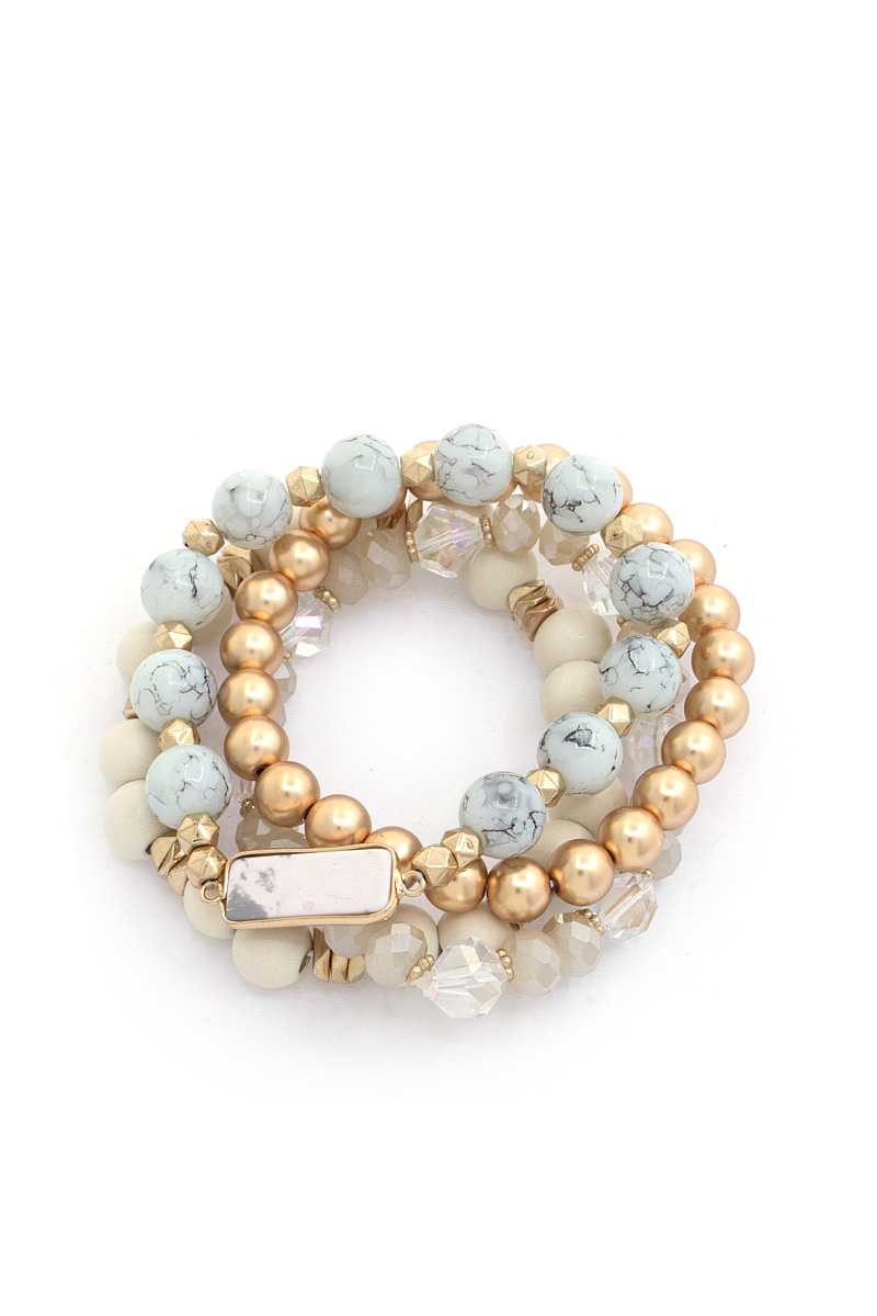 Rectangle Stone Beaded Bracelet Set