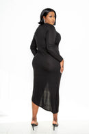 Asymmetrical Sweater Dress With Waterfall Ruffle