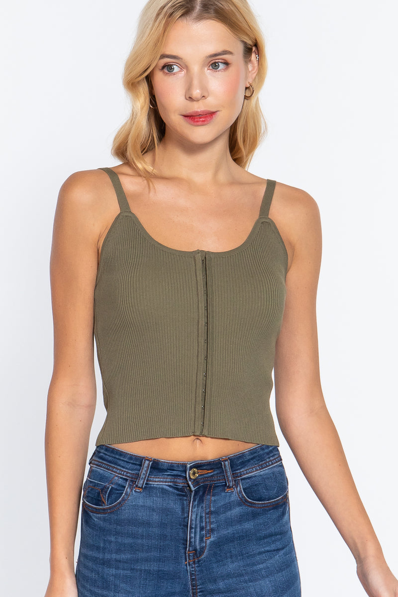 Front Closure With Hooks Sweater Cami Top