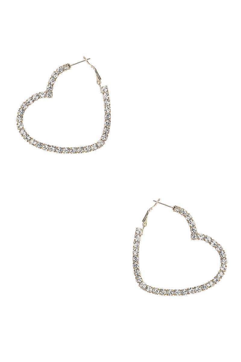 Rhinestone 5mm Side Crystal Heart Hoop Earring