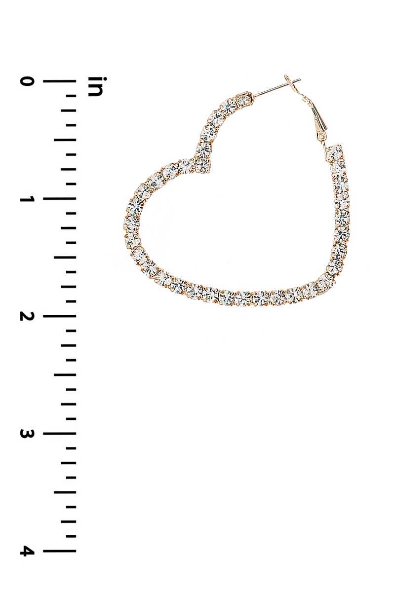 Rhinestone 5mm Side Crystal Heart Hoop Earring