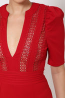 Deep V-neck Crochet Bodice Jumpsuit