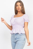 Smock Flounce Hem Plaid Top