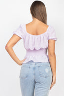 Smock Flounce Hem Plaid Top