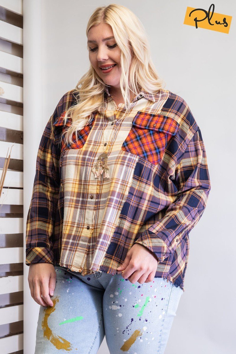 Plaid Mix Button Down Shirt