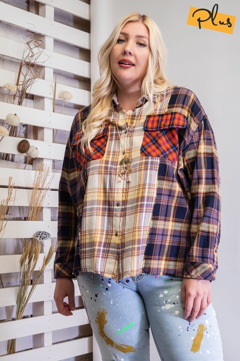 Plaid Mix Button Down Shirt