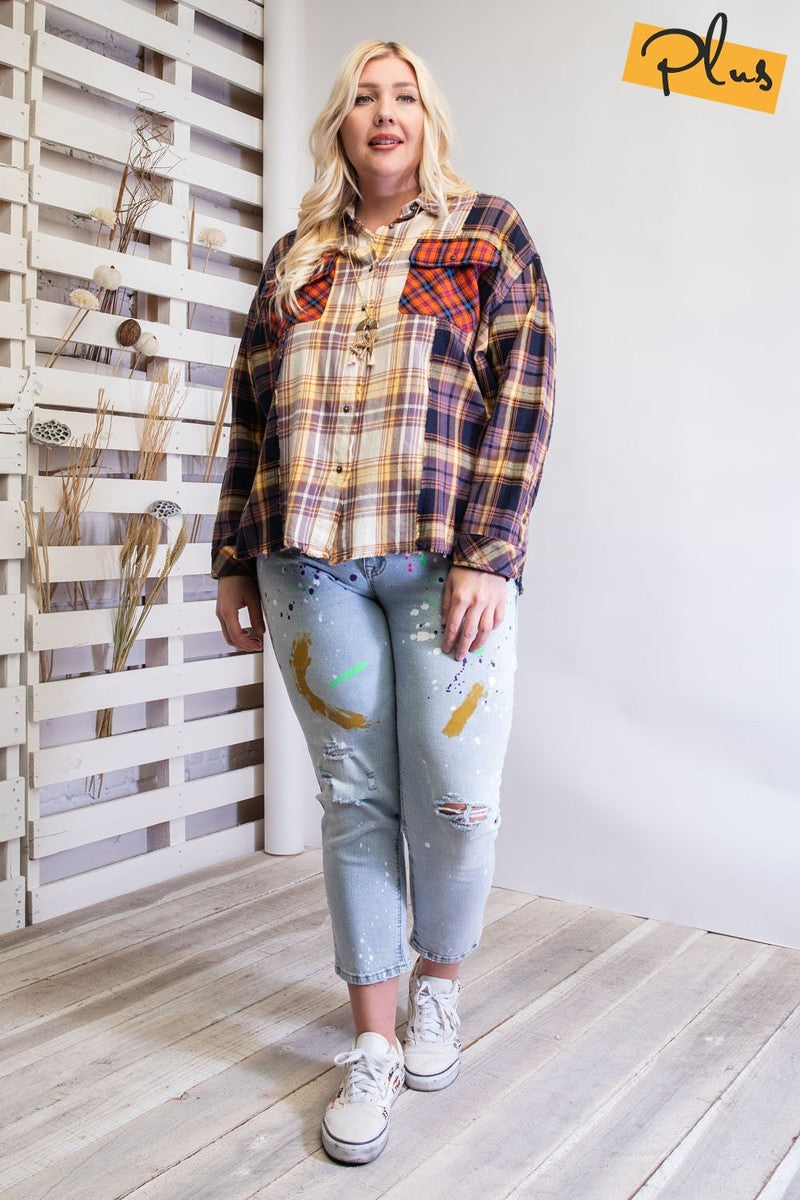 Plaid Mix Button Down Shirt