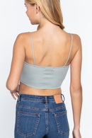 Front Ruched Detail Sweater Knit Crop Cami Top