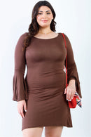 Plus Bell Long Sleeve Mini Dress